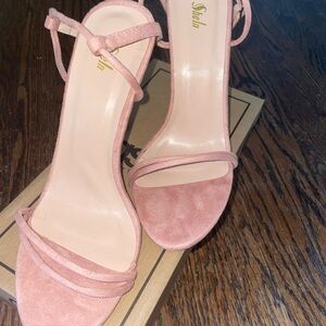 Pink suede heels